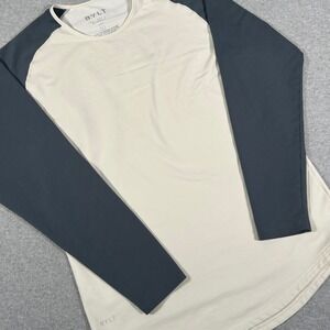 BYLT Basics Drop Cut Baseball Lux‎ Shirt Men's L Off White Long Sleeve  *READ